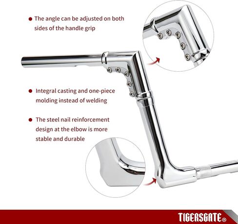 Chrome 1-1/4" Diameter Pullback Adjustable 8" Rise Ape Monkey Bar Fused Handlebar Compatible with 07-later Sportster & 06-'17 FXDB and 96-05 FXDWG models in Saudi Arabia