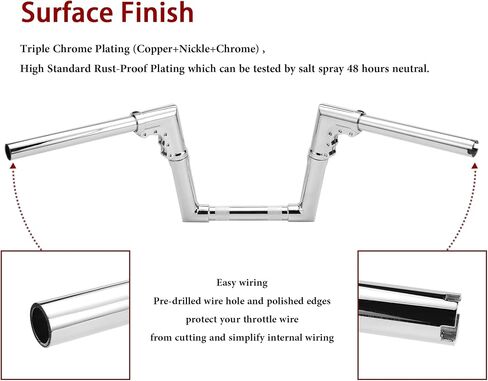 Chrome 1-1/4" Diameter Pullback Adjustable 8" Rise Ape Monkey Bar Fused Handlebar Compatible with 07-later Sportster & 06-'17 FXDB and 96-05 FXDWG models in Saudi Arabia