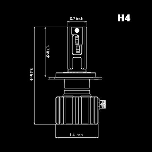 Alla Lighting ALB-NL 16000Lms H4 HB2 9003 مصابيح ضباب LED أو مصابيح تشغيل نهارية (DRL)، 6000K زينون أبيض in Kuwait