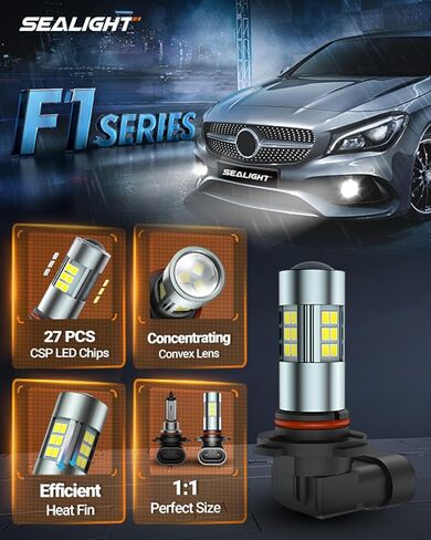 SEALIGHT H10 9145 LED Fog Light Bulbs, 360-Degree Illumination H10/9145/9140 LED Bulb Fog Light Bulbs, 6000k Xenon White 9040 9045 9140 Fog Lights LED 1:1 Matching Design for Car Trucks, Pack of 2 in Saudi Arabia