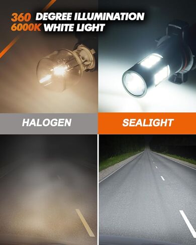 SEALIGHT H10 9145 LED Fog Light Bulbs, 360-Degree Illumination H10/9145/9140 LED Bulb Fog Light Bulbs, 6000k Xenon White 9040 9045 9140 Fog Lights LED 1:1 Matching Design for Car Trucks, Pack of 2 in Saudi Arabia