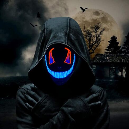 قناع الهالوين المخيف بإضاءة LED قناع التطهير لأزياء الهالوين التنكرية للمهرجانات in Kuwait
