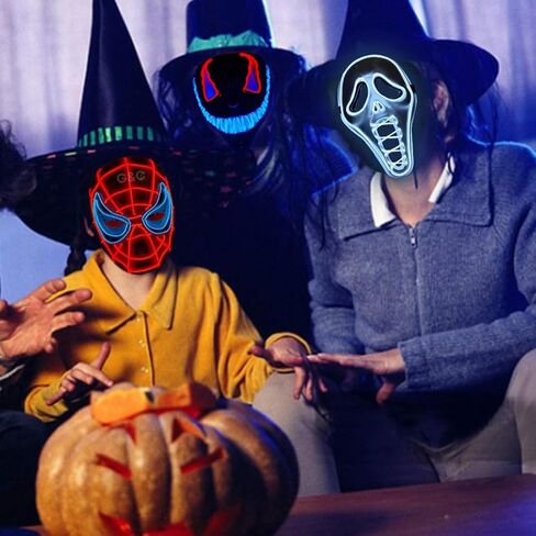 قناع الهالوين المخيف بإضاءة LED قناع التطهير لأزياء الهالوين التنكرية للمهرجانات in Kuwait