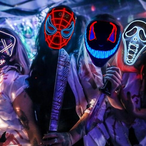 قناع الهالوين المخيف بإضاءة LED قناع التطهير لأزياء الهالوين التنكرية للمهرجانات in Kuwait