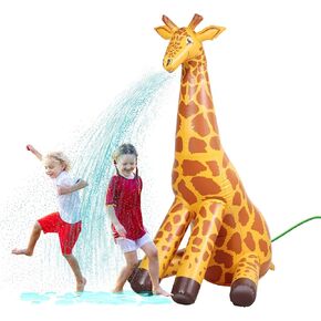 GoFloats Giant Inflatable Giraffe Party Sprinkler - 7 Feet Tall Yard Sprinkler for Kids Summer Fun