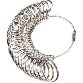 Meowoo Metal Ring Sizer Measuring Tool with Magnifier, Metal Ring Guage for Ring Measurer and Ring Sizer Clear and Intuitive Reading. Plastic Ring Sizer with Lens, 1-17