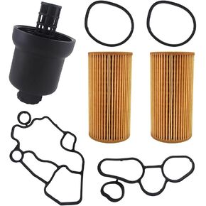 Oil Filter Housing Cap Cover & 2 Pcs Oil Filter w/O-ring & Oil Filter Housing Seal Gasket Compatible with for Audi A3 A4 TT Compatible with for Volkswagen Eos Golf Jetta Passat 2.0L
