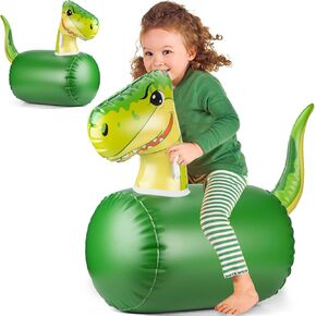 Jump into Excitement: Fun and Durable Green Dinosaur Inflatable Hopping Animal Bouncer - Supports up to 250 lbs