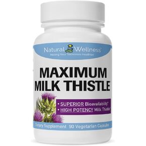 Natural Wellness Maximum Milk Thistle 240mg - 90 Caps Silybin Phytosome, Milk Thistle for Liver Detox