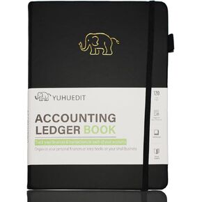 HUYUEDIT كتاب دفتر الأستاذ المحاسبة، سجل حفظ الكتب للشركات الصغيرة والشخصية، كتب دفتر الأستاذ لحفظ الدفاتر، دفتر المحاسبة للغلاف الصلب لتعقب النفقات 9.5 × 7 بوصة (أخضر داكن)