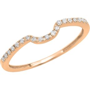 Dazzlingrock Collection 0.11 Carat (ctw) Round White Diamond Ladies Wedding Anniversary Guard Ring Band, 14K Gold