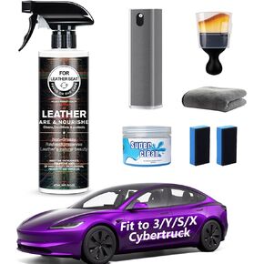 Customized for Tesla Model 3/Y/X/S Seat Cleaner Kit (6 Pcs),Remove Stains,Oil,Dirt,Interior Cleaning Products,Model 3 Y X S Accessories 2024-2019 for Seats,Dashboard,Steering Wheel,Console