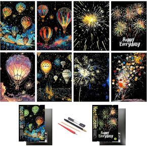 Noctilucent Scratch Rainbow Painting Art Paper Scratch Art for Adults&Kids Creative DIY Art & Craft Gift Scratch Painting Paper Set with 4 Tools 11.7''x8.3''(Butterfly & Whale)