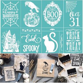 Briartw Halloween Silkscreen Stencil Reusable Self-Adhesive Mesh Stencils Silk Screen Stencil Printing for Polymer Clay Home Decoration Printing on Wood Fabric Wall Cup Plate