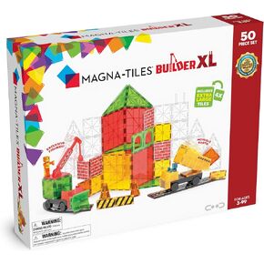 MAGNA-TILES Builder XL 50-Piece Magnetic Construction Set, The Original Magnetic Building Brand