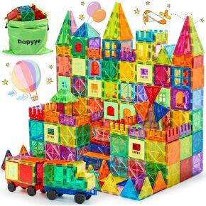 Magnetic Building Tiles for Kids, 100 PCS Magnetic Blocks with Storage Bag, Magnet Tiles STEM Educational Stacking Toys Gift for Toddler Ages 3 4 5 6 7 8 9