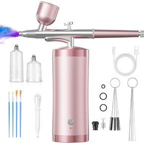 Airbrush Kit With Compressor 48PSI Rechargeable High Pressure Air Brush Set Cordless Airbrush Kit with 0.3mm Nozzle for Painting,Nail Art, Cake Decor,Makeup,Modeling (Black)