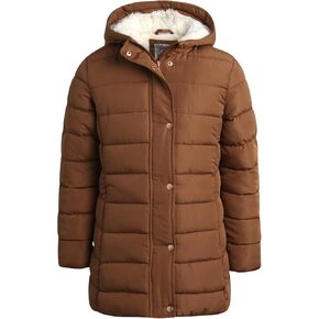 Girls' Winter Coat - Warm Polar Fleece Lined Long Quilted Puffer Jacket for Girls with Sherpa Lined Hood (7-16)