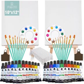2-Pack 10''x12'' Sip and Paint Kit for Adults (with Easel), Date Night Painting Kits for Adults, Couples, Beginners, and Painting Parties | Ideal for Art Lovers and Creative Fun