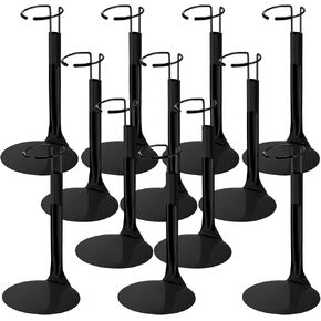 12 Pcs Doll Stand Action Figure Stands with Expandable Waist Wire for 8" to 12" Dolls and Action Figure(Black)