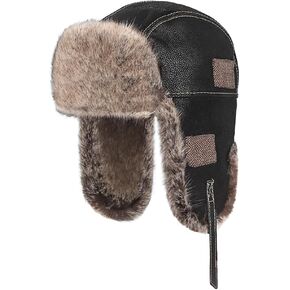 Unisex Winter Trapper Hat Russian Ushanka Trapper Trooper Hat Faux Fur Cap Outdoor Skiing Hat Ear Flaps Hunting
