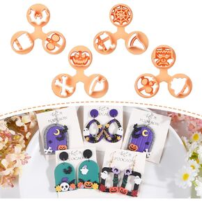 Puocaon Halloween Polymer Clay Cutters - Skull Spooky Ghost Bat Spider Witch Halloween Clay Earring Cutters for Polymer Jewelry Making in Kuwait