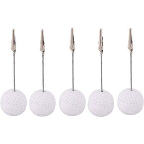 5 Pack Golf Ball Base Memo Clips Golf Ball Shaped Place Card Holder Stand Table Number Holders Note Paper Clip Pictures Display with Alligator Clip for Office, Wedding, Party