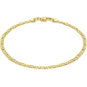 Ankle Bracelet 14K Gold Anklets for Women Waterproof 3.4mm Mariner Chain Ankle Bracelets for Women Women’s Ankle Bracelet Anchor Chain 9’’ 10’’ 11’’