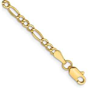 IceCarats 14K Solid Yellow Gold 2.5mm Figaro Link Chain Anklet Summer Beach Foot Ankle Bracelet