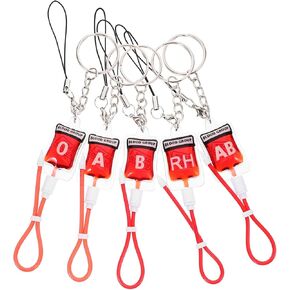 Blood Group Type Keychain 5Pcs Little Blood Bag Pendant Keychain Keychains Novelty Key Pendant for Student Doctor Assistant Bag Decor
