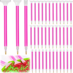 36 Pack Diamond Art Painting Pens 5D Diamond Embroidery Art Pens with 3 Drill Sizes, Efficient Diamond Art Pens Tools for DIY Diamond Rhinestone Painting Crafts Making (Red)