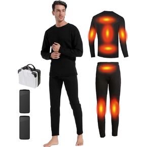 Mens Electric Heated Thermal Underwear set Men's Travel Heated Pants and Shirt