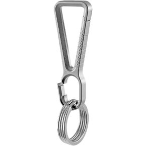 Titanium Keychain Pocket Clip with 2 Stainless Steels Key Rings, Key Carabiner Quick Release EDC Keychain