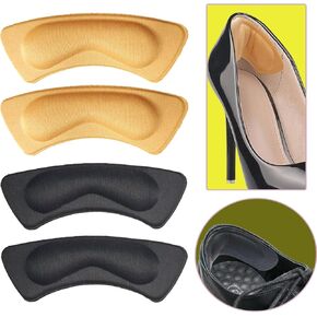 4 Pairs Adjustable Shoe Filler and 4 Pairs Heel Grip Liner Insert, Reusable Toe Plug Foot Brace Pads for Men and Women Pumps Flats Sneakers