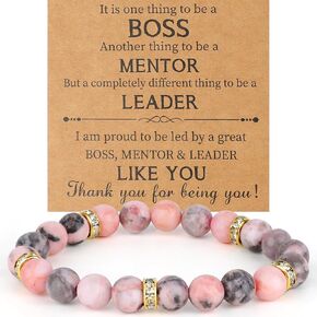 Boss/Boss Lady/Pastor Wife Appreciation Gifts for Women Natural Stone Beaded Bracelet Gifts for Her Christmas Birthday Present