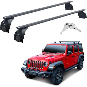 Roof Rack Cross Bars Compatible with Jeep Wrangler JL, JK, Gladiator JT 2007-2024 Anti-Theft Metal Lock, 2 & 4 Door Hard Top Aluminum 200lbs Crossbars Rooftop Kayak Luggage Carrier Cargo Bars