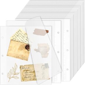 Photo Album Page Refill for 3 Ring Binder, Photo Album Self-Adhesive Page Refills Compatible with 2x3, 4x6, and 5x7 Photos or Recipe Cards