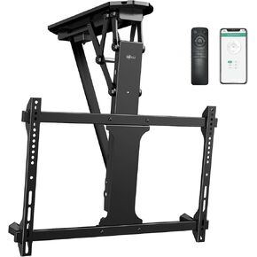 WALI Motorized Ceiling TV Mount, Swivel and Flip Down TV Bracket for 32 to 70 inch Flat Screens up to 77 Lbs, Under Cabinet Folding Mounting Saving Space Max VESA 100x100mm(FCM604), Black