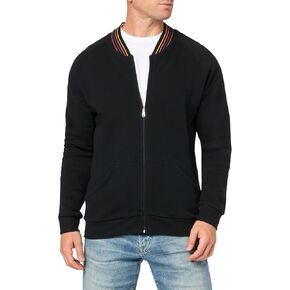 PS by Paul Smith Men's Artist Stripe' Zip Lounge Jacket, Black, X-Large