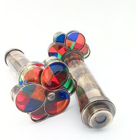 DAYOL'X Handmade Brass Kaleidoscope Educational Gift | Vintage Collection Replica, Birthday, Every Occasion Gift for Adults and Kids - Brass Kaleidoscope with Designed Wheel - (Pack of ONE)