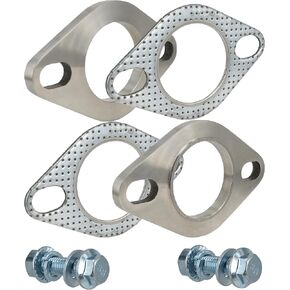 4 Inch 2 Bolt Exhaust Flange and Gasket,Stainless Steel Exhaust Flange Connection Set with Flange Bolts and Nuts(102mm)