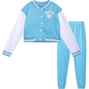 Angel Face Girls' Sweatsuit - 2 Piece Fleece Varsity Jacket and Sweatpants Set - Cute Outfit Set for Girls (7-16)