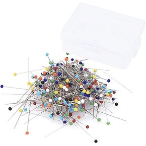 250 Glass Tip Sewing Needles 1.5inch Pearlized Ball Head Quilting Pins Long Multicolor Corsage Stick Pins Quilting Needles for Dressmaking Fabrics Jewelry DIY Embellishments Crafts and Sewing Projects