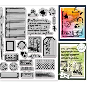 GLOBLELAND Vintage Postcard Background Cling Rubber Stamp 7.09x8.66inch Labels EVA Stamps Embossing Stamp Seal for DIY Scrapbooking and Card Making Paper Craft Decor