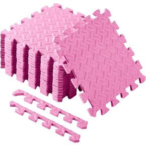 Shihanee Foam Floor Baby Tiles Foam Floor Mats Play Mats Bulk with Borders Interlocking for Kids Baby Playroom Nursery Gym (Beige,16ft)