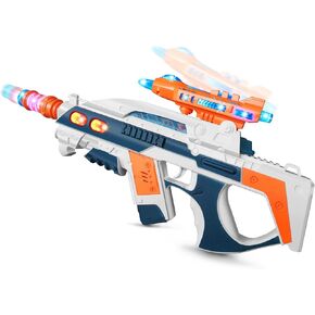 Sound Light Toy Gun with Unique Barrel Telescopic Action Cool Lighting and Sound Effects Shaking Plane - Gift Box for Christmas Halloween Birthday Boys Girls Age 3+ (Batteries Not Included)
