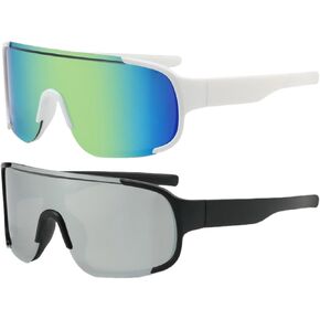 UV400 2 Kids Sports Sunglasses,Kids Baseball Sunglasses for Boys and Girls,Lightweight Cycling Softball Shades for Age 3-8 (Black frame/SILVER lens + White frame/GOLD lens)