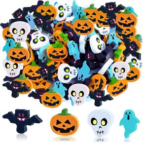 Halloween Mini Eraser for Kids, Halloween Pumpkin Ghost Bat Erasers Bulk Set for Trick or Treat Goody Bag Filler Halloween Party Favors