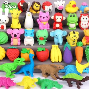 Palmatte 140PCS Mini Animal Erasers for Kids Bulk, Cute Desk Pets Kids Prizes Treasure Box Toys for Classroom Rewards Back to School Supplies, Random 3D Puzzle Erasers Kids Party Favors Goodie Bags