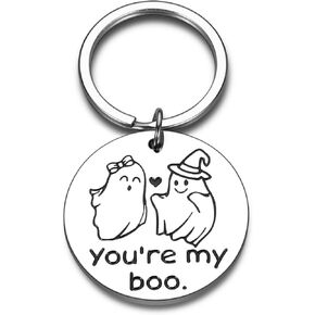 ACCOLIAMBER Halloween Gifts for Women Men Boo Basket Stuffers Gifts for Boyfriend Husband Wife Keychain Anniversary Christmas